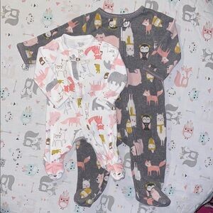 NEW! Animal Graphic “Grow with me” Bundle- Newborn baby & 3-6 Month Footies